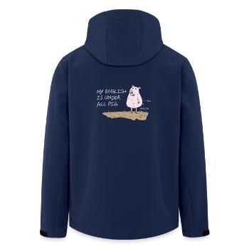 my english is under all pig lustiger spruch - Recycelte Männer Softshell-Jacke von Stanley/Stella - Navy - Hinten - AI Model Male 185 light (185cm)