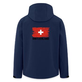 Schweizer Flagge Bürstenkreuz - Recycelte Männer Softshell-Jacke von Stanley/Stella - Navy - Hinten - AI Model Male 185 light (185cm)