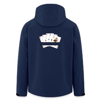 Five of a kind text banner - Men’s Recycled Softshell Jacket by Stanley/Stella - navy - Back - AI Model Male 185 light (185cm)