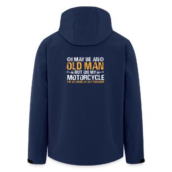 Motorrad alter Mann - Recycelte Männer Softshell-Jacke von Stanley/Stella - Navy - Hinten - AI Model Male 185 light (185cm)