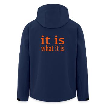Pun, Irony, Saying - Men’s Recycled Softshell Jacket by Stanley/Stella - navy - Back - AI Model Male 185 light (185cm)