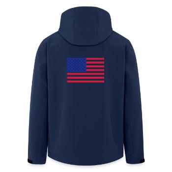 Flaggen-Design USA Retro Streifen - Recycelte Männer Softshell-Jacke von Stanley/Stella - Navy - Hinten - AI Model Male 185 light (185cm)