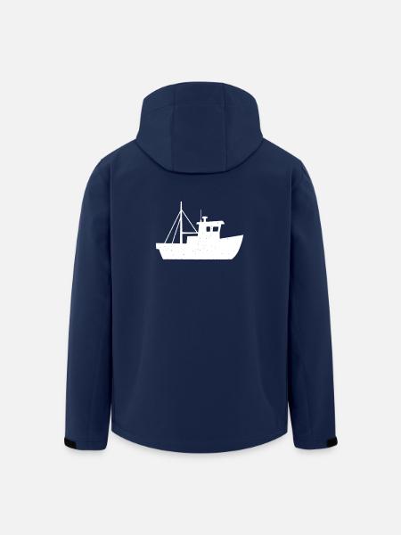 Fischkutter Boot Nordsee Vektor - Recycelte Männer Softshell-Jacke von Stanley/Stella - Navy