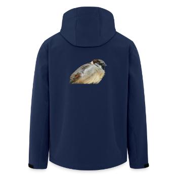 Pastell-Sperling im Wald - Recycelte Männer Softshell-Jacke von Stanley/Stella - Navy - Hinten - AI Model Male 185 light (185cm)