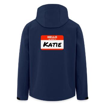 Hello My Name Is Katie Etikett Namensschild - Recycelte Männer Softshell-Jacke von Stanley/Stella - Navy - Hinten - AI Model Male 185 light (185cm)