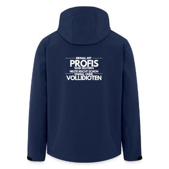 Einmal ohne Vollidioten / Einmal mit Profis - Recycelte Männer Softshell-Jacke von Stanley/Stella - Navy - Hinten - AI Model Male 185 light (185cm)