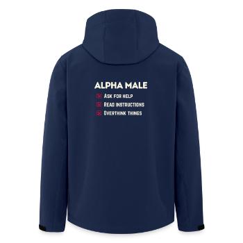 Männlicher Humor – Ironisch, was man nicht tun sollte - Recycelte Männer Softshell-Jacke von Stanley/Stella - Navy - Hinten - AI Model Male 185 light (185cm)