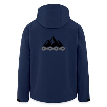 Gravelbike Logo – Fahrradkette mit Bergsilhouette - Recycelte Männer Softshell-Jacke von Stanley/Stella - Navy - Hinten - AI Model Male 185 light (185cm)