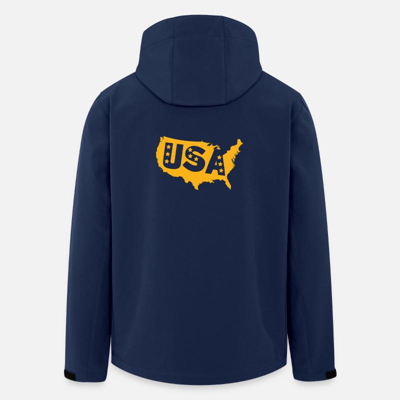 USA Karte Emblem mit Sternen - Recycelte Männer Softshell-Jacke von Stanley/Stella - Navy