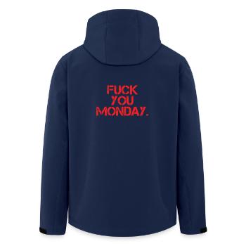 Fick dich Montag - Recycelte Männer Softshell-Jacke von Stanley/Stella - Navy - Hinten - AI Model Male 185 light (185cm)