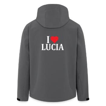 T-Shirt Name I love Lucia T-Shirt Geschenkidee - Recycelte Männer Softshell-Jacke von Stanley/Stella - Anthrazit - Hinten - AI Model Male 185 light (185cm)