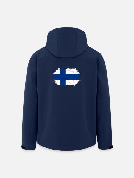 Gebürstetes finnisches Flaggenkreuz - Recycelte Männer Softshell-Jacke von Stanley/Stella - Navy