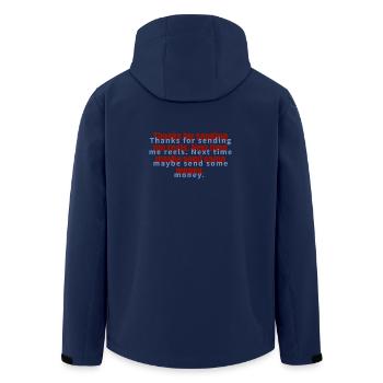 SEND MONEY NO REELS  - Recycelte Männer Softshell-Jacke von Stanley/Stella - Navy - Hinten - AI Model Male 185 light (185cm)