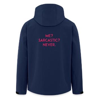 Ich? Sarkastisch? Niemals - Recycelte Männer Softshell-Jacke von Stanley/Stella - Navy - Hinten - AI Model Male 185 light (185cm)