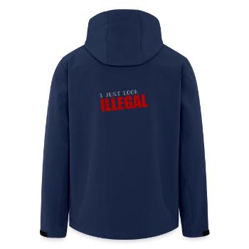 I Just Look Illegal - Illegality - Human Rights - Men’s Recycled Softshell Jacket by Stanley/Stella - navy - Back - AI Model Male 185 light (185cm)
