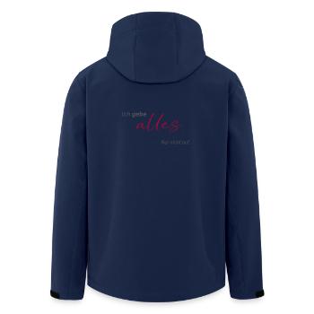 positive Sprüche - Ich gebe alles, nur nicht auf - Recycelte Männer Softshell-Jacke von Stanley/Stella - Navy - Hinten - AI Model Male 185 light (185cm)