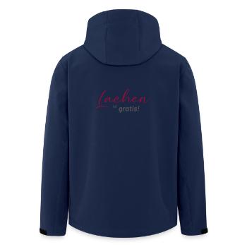 positive Sprüche - Lachen ist gratis - Recycelte Männer Softshell-Jacke von Stanley/Stella - Navy - Hinten - AI Model Male 185 light (185cm)