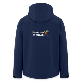 Running from my problems – Funny Zombie Saying - Men’s Recycled Softshell Jacket by Stanley/Stella - navy - Back - AI Model Male 185 light (185cm)