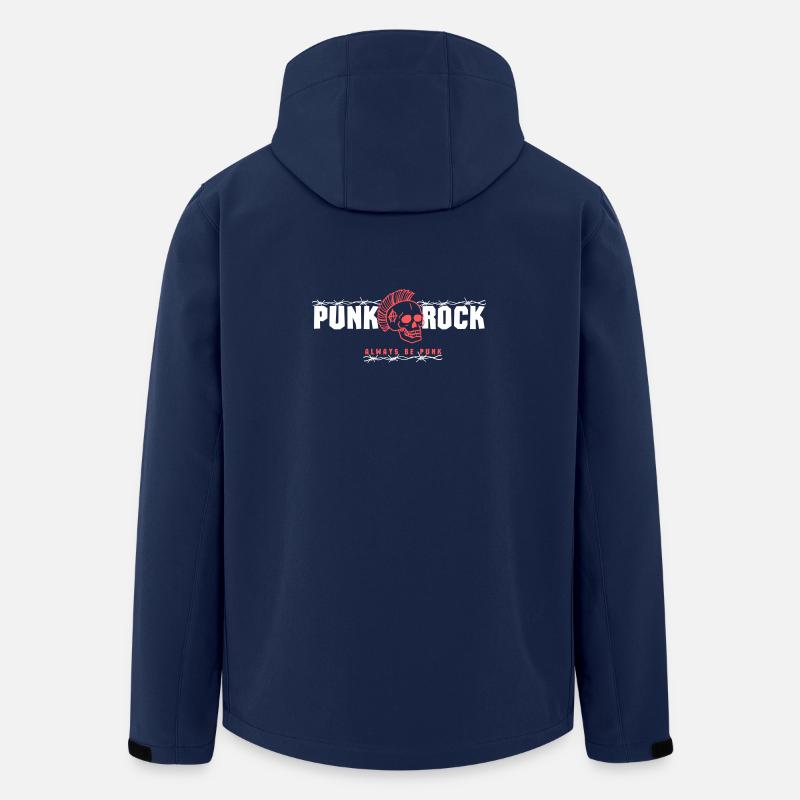 Crâne punk avec mohawk rouge - Veste softshell homme en polyester recyclé Stanley/Stella - marine
