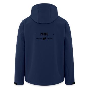 Paros Stylized Geographical Coordinates - Men’s Recycled Softshell Jacket by Stanley/Stella - navy - Back - AI Model Male 185 light (185cm)
