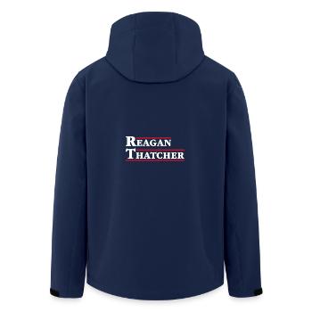 Reagan & Thatcher - Men’s Recycled Softshell Jacket by Stanley/Stella - navy - Back - AI Model Male 185 light (185cm)