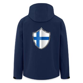 Finland Flag Coat of Arms Silver 015 - Men’s Recycled Softshell Jacket by Stanley/Stella - navy - Back - AI Model Male 185 light (185cm)