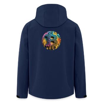Bitcoin-Graffiti: Bunt und Rebellisch - Recycelte Männer Softshell-Jacke von Stanley/Stella - Navy - Hinten - AI Model Male 185 light (185cm)