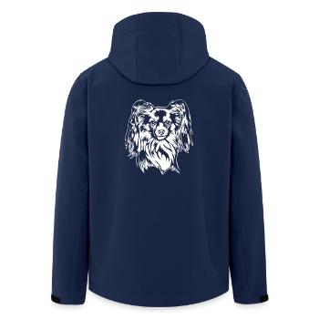 Papillon Portrait Dogs Dog Wilsigns - Men’s Recycled Softshell Jacket by Stanley/Stella - navy - Back - AI Model Male 185 light (185cm)
