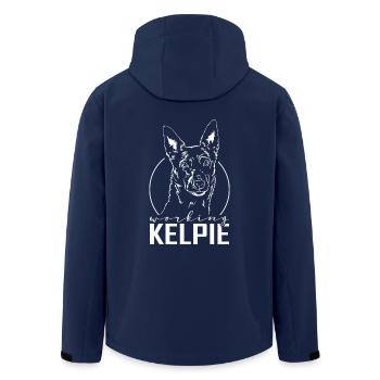 WORKING KELPIE Dog portrait Wilsign's herding dogs - Men’s Recycled Softshell Jacket by Stanley/Stella - navy - Back - AI Model Male 185 light (185cm)