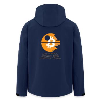 Bitcoin Star and Wars 2018 - Death Star - Crypto - Men’s Recycled Softshell Jacket by Stanley/Stella - navy - Back - AI Model Male 185 light (185cm)