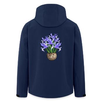 flowers lilies tulips orchids sunflower dahlia ger - Men’s Recycled Softshell Jacket by Stanley/Stella - navy - Back - AI Model Male 185 light (185cm)