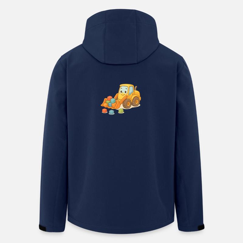 Verspielter Bagger mit bunten Bausteinen - Recycelte Männer Softshell-Jacke von Stanley/Stella - Navy