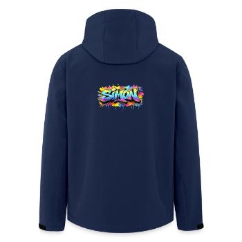 Graffiti  SIMON Prénom cadeau idéal imprimable  - Veste softshell homme en polyester recyclé Stanley/Stella - marine - Dos - AI Model Male 185 light (185cm)