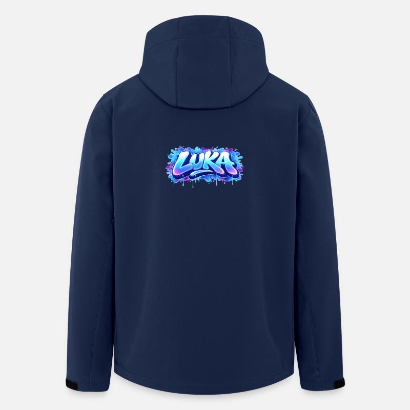 Graffiti  LUKA Prénom cadeau idéal imprimable  - Veste softshell homme en polyester recyclé Stanley/Stella - marine