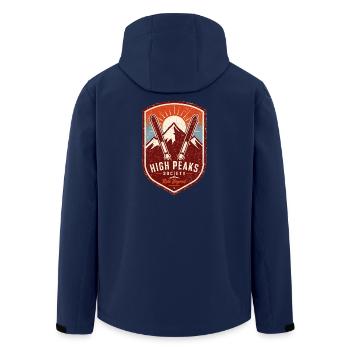 High Peaks Society – Ride Beyond Vintage Ski Badge - Men’s Recycled Softshell Jacket by Stanley/Stella - navy - Back - AI Model Male 185 light (185cm)