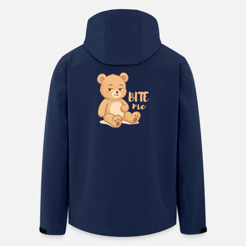 Frecher Teddy-Cutesy Design mit Attitüde - bite me - Recycelte Männer Softshell-Jacke von Stanley/Stella - Navy