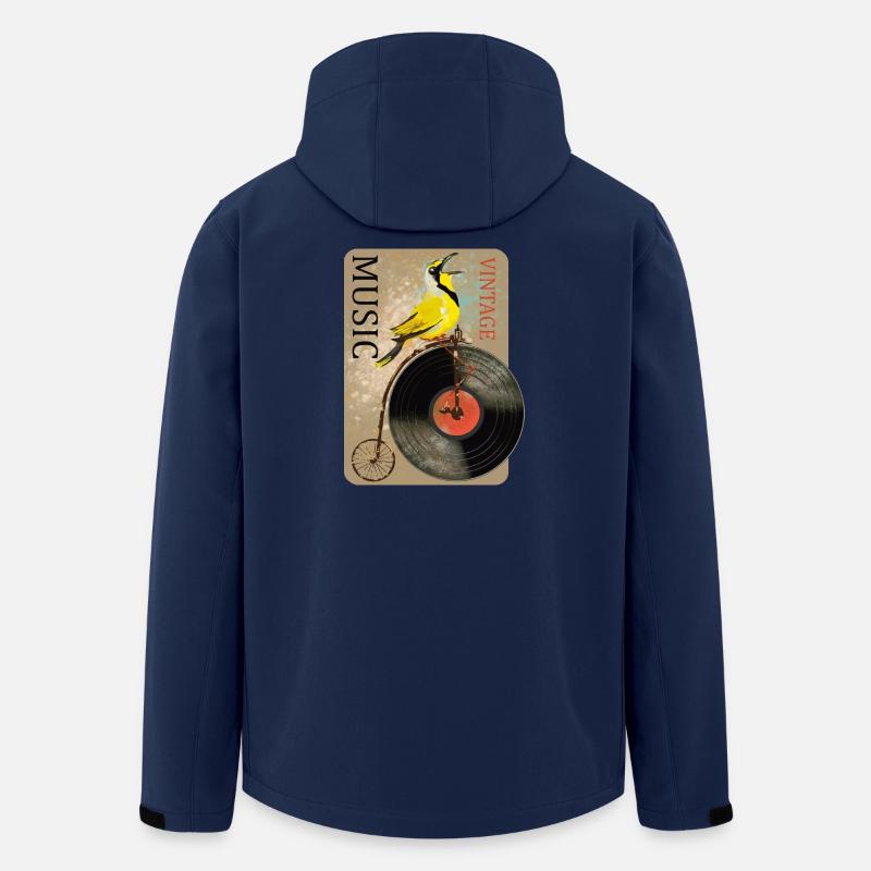 Vintage Musik Vogel Design - Recycelte Männer Softshell-Jacke von Stanley/Stella - Navy