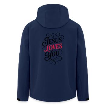 Jesus Liebt Dich - Recycelte Männer Softshell-Jacke von Stanley/Stella - Navy - Hinten - AI Model Male 185 light (185cm)