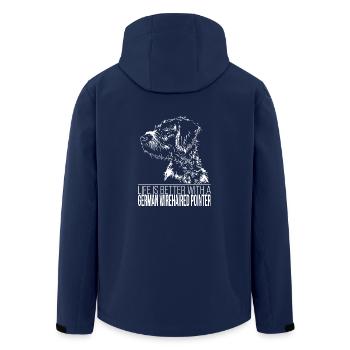 GERMAN WIREHAIRED POINTER Life is better Wilsigns - Men’s Recycled Softshell Jacket by Stanley/Stella - navy - Back - AI Model Male 185 light (185cm)