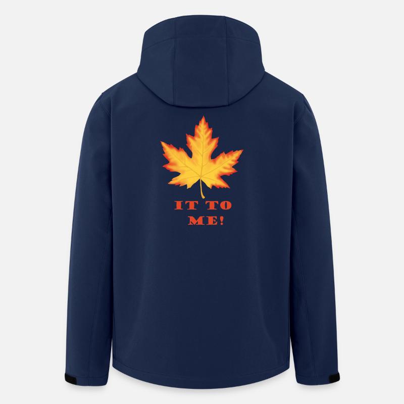 Leaf It to Me – Orange-Red Maple Leaf Design - Men’s Recycled Softshell Jacket by Stanley/Stella - navy