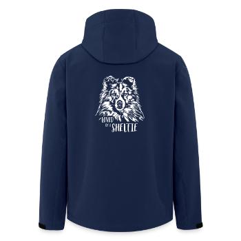 Loved by a Sheltie Dogs Shetland Sheepdog Dogs - Men’s Recycled Softshell Jacket by Stanley/Stella - navy - Back - AI Model Male 185 light (185cm)