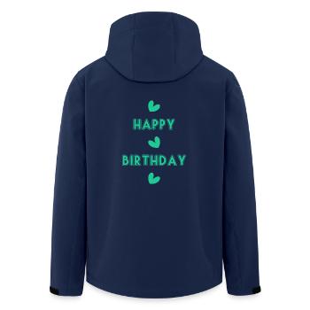 JAHRESTAG. ALLES GUTE ZUM GEBURTSTAG!. ALLES GUTE ZUM GEBURTSTAG!. - Recycelte Männer Softshell-Jacke von Stanley/Stella - Navy - Hinten - AI Model Male 185 light (185cm)