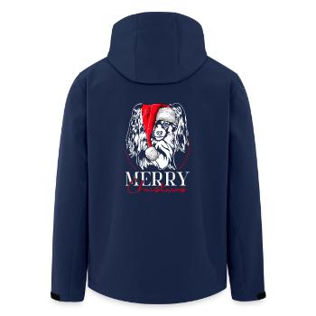 Santa Papillon Merry Christmas Dogs Dog Wilsigns - Men’s Recycled Softshell Jacket by Stanley/Stella - navy - Back - AI Model Male 185 light (185cm)