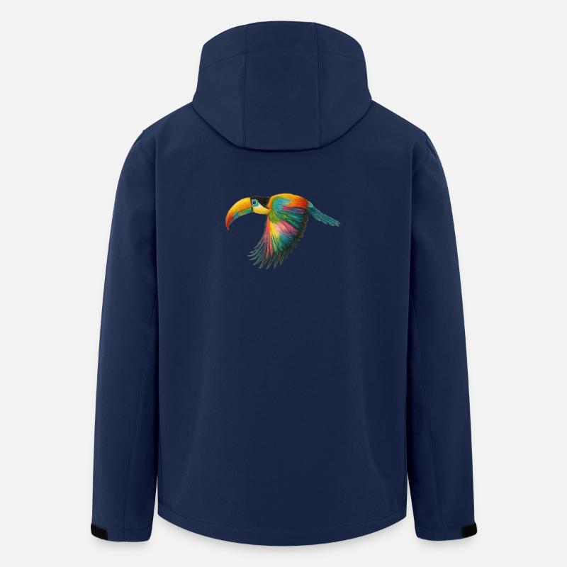 Rainbow Parrot Pattern - Men’s Recycled Softshell Jacket by Stanley/Stella - navy