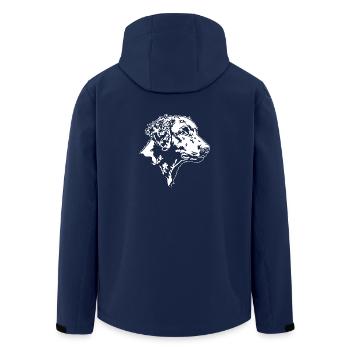 CURLY COATED RETRIEVER Dog Portrait Wilsigns - Men’s Recycled Softshell Jacket by Stanley/Stella - navy - Back - AI Model Male 185 light (185cm)