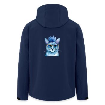 Punk Rock Cat Sunglasses Cat Shirt Gift - Men’s Recycled Softshell Jacket by Stanley/Stella - navy - Back - AI Model Male 185 light (185cm)