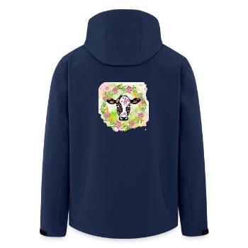Cow Motif with Flowers T-Shirt Vegan Gift Idea - Men’s Recycled Softshell Jacket by Stanley/Stella - navy - Back - AI Model Male 185 light (185cm)
