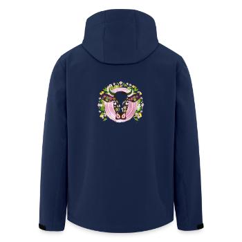 Cow with Flower Decoration Cow Shirt Gift Idea - Men’s Recycled Softshell Jacket by Stanley/Stella - navy - Back - AI Model Male 185 light (185cm)