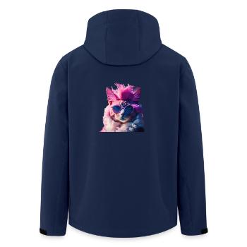 Bunte Katze mit Irokesenschnitt Geschenkidee - Recycelte Männer Softshell-Jacke von Stanley/Stella - Navy - Hinten - AI Model Male 185 light (185cm)