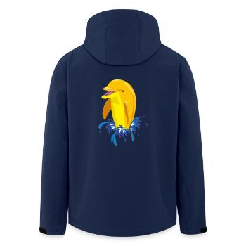 Dolphin yellow splashes - Men’s Recycled Softshell Jacket by Stanley/Stella - navy - Back - AI Model Male 185 light (185cm)